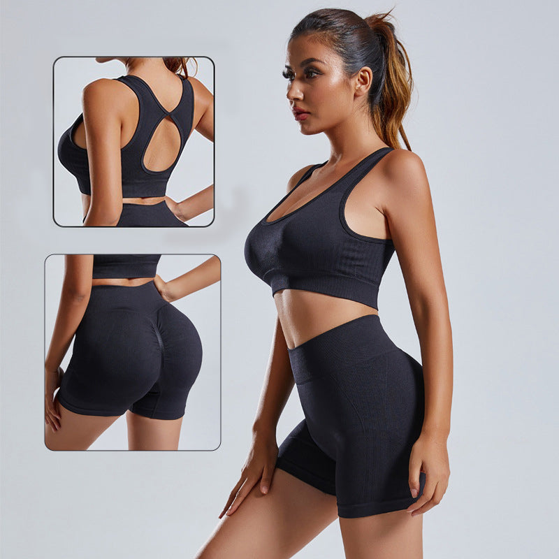 2pcs Active Wear Top & Shorts Set