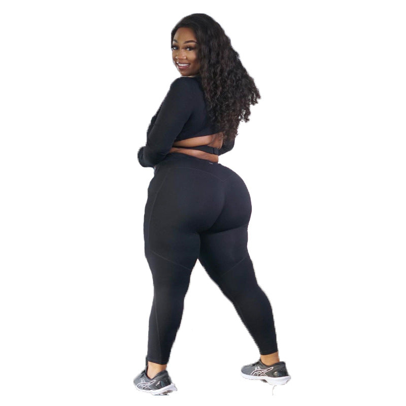 EA Summer Plus Size Women's Sports Fitness Two-piece Suit