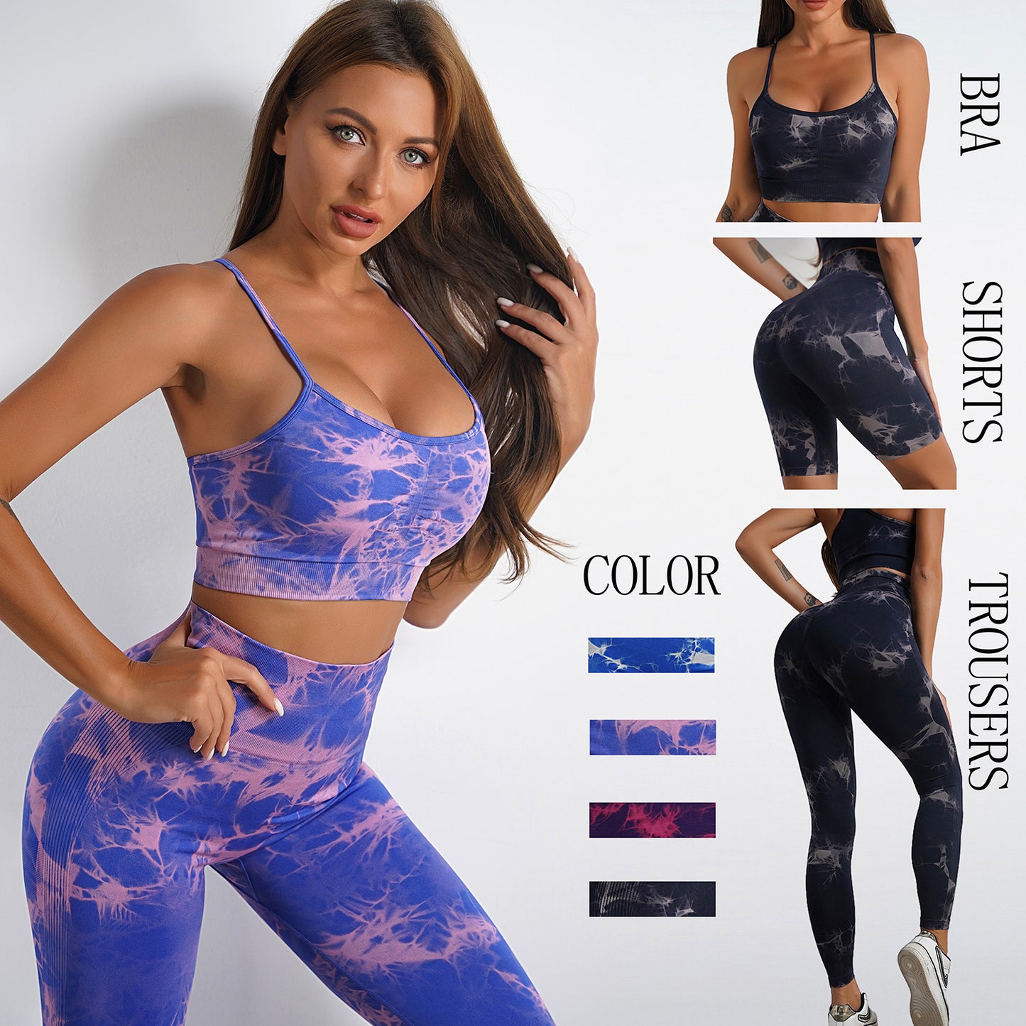 EA Seamless Knitted Tie-dye Fitness Suit