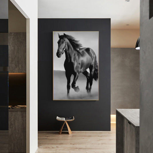 Luxury Art Canvas Animal Dark Horse Lux Decor