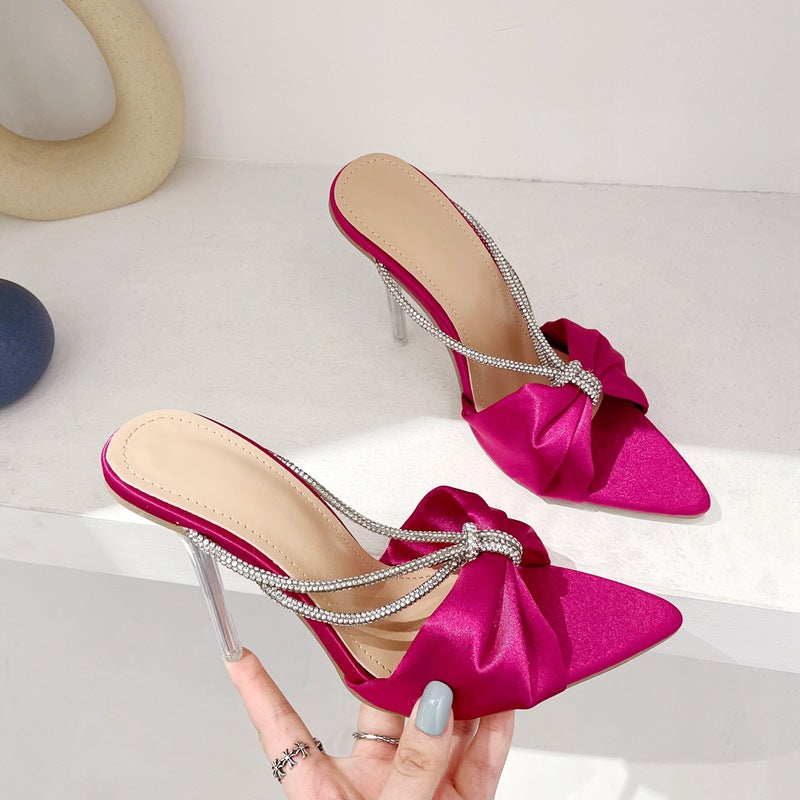 Luxe Rhinestone Bow Pointed High Heels