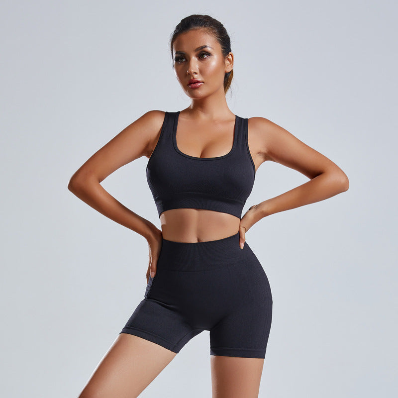 2pcs Active Wear Top & Shorts Set